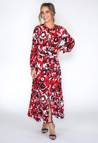 RED A-LINE MIDI DRESS