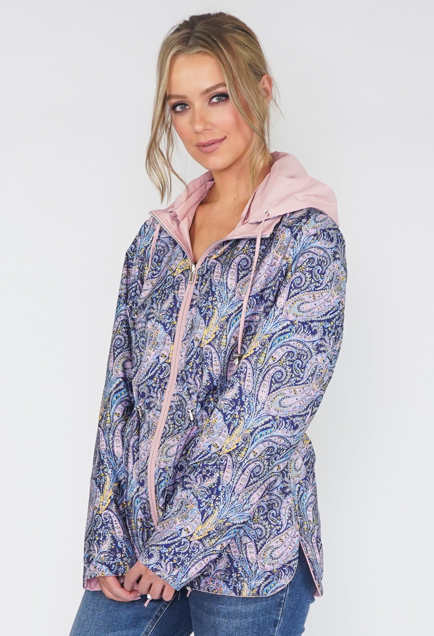 Pink Reversible Paisley Raincoat