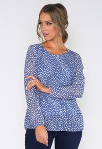 Polka Dot Print Pleated Top