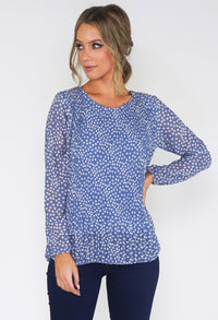 Polka Dot Print Pleated Top