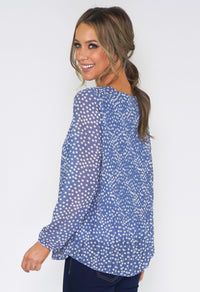 Polka Dot Print Pleated Top