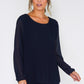 Navy Pleated Top