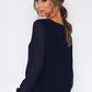 Navy Pleated Top