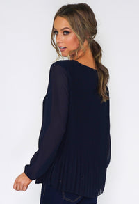 Navy Pleated Top