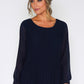 Navy Pleated Top