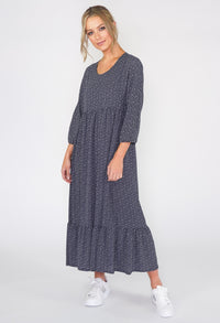 Navy Zapara Midi Polka-dot Dress