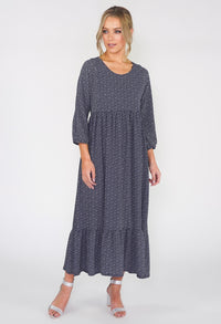 Navy Zapara Midi Polka-dot Dress