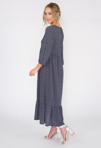 Navy Zapara Midi Polka-dot Dress