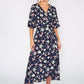 Navy Floral Wrap Dress-1