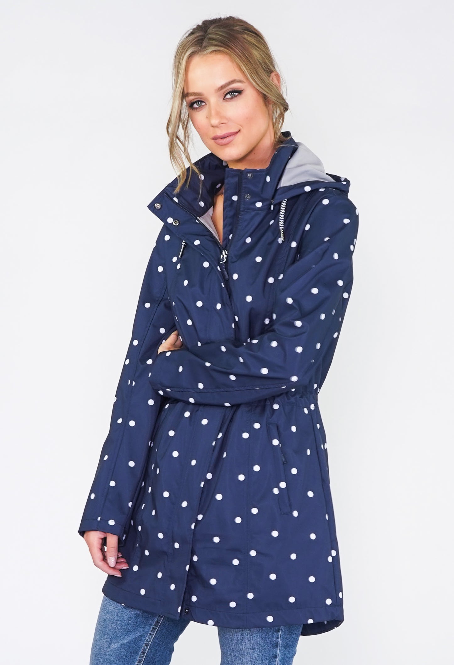 Twist Navy Polka Dot Raincoat