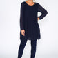 LONG NAVY PLEAT TOP