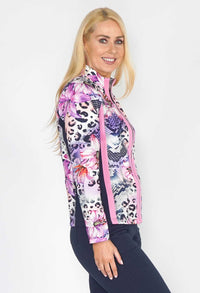 ZIP THROUGH ATHLEISURE LEOPARD FLOWER MIX JACKET