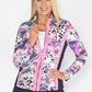 ZIP THROUGH ATHLEISURE LEOPARD FLOWER MIX JACKET