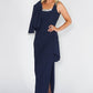 R AND M Richards Navy Two Piece Evening Dress