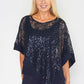 R AND M Richards Navy Cape Effect Top