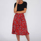 Pamela Scott Red Floral Ruffle Skirt