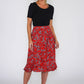 Pamela Scott Red Floral Ruffle Skirt