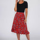 Pamela Scott Red Floral Ruffle Skirt