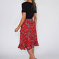 Pamela Scott Red Floral Ruffle Skirt