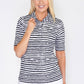 POLOSHIRT WITH NAVY AND WHITE STRIPE