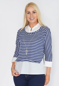 NAVY STRIPE 3-IN-1 TOP