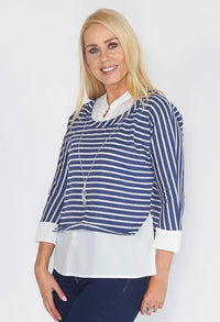 NAVY STRIPE 3-IN-1 TOP