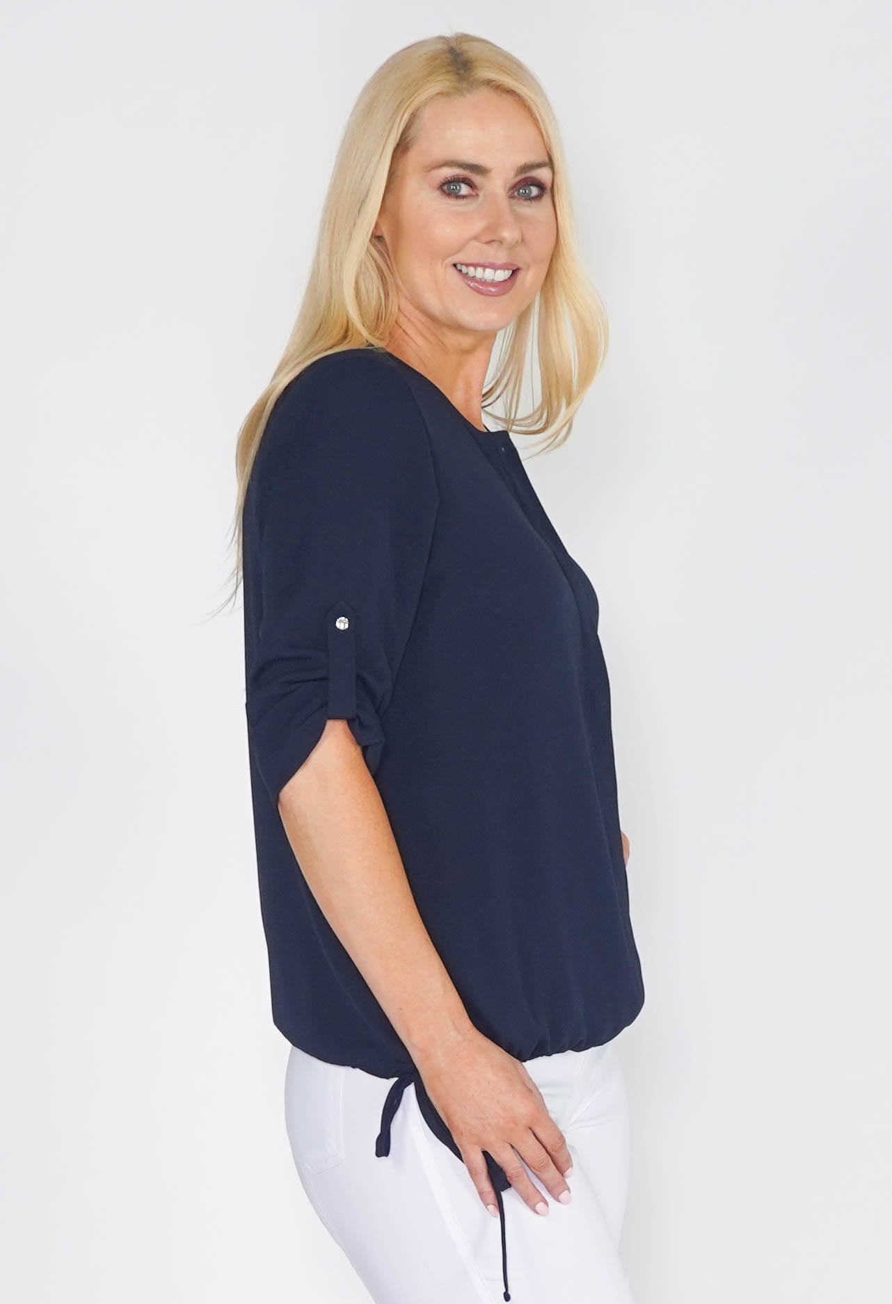 BLOUSE WITH ELASTICATED HEM