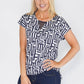 GEOMETRIC NAVY PRINT TOP