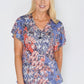 ABSTRACT FLORAL PRINT TOP WITH NECK DETAIL