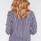 SATIN STRIPE SOFT V NECK ROLL UP SLEEVE BLOUSE