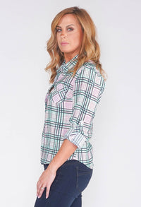 MULTI CHECK BLOUSE IN SOFT CRINKLE FABRIC