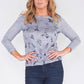 FUN PRINT TOP IN SOFT KNIT WITH DIAMONTE DETAILS