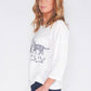 OVERSIZE SOFT LINEN TOUCH KNIT TOP WITH FUN CAT PRINT DETAIL