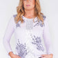 FLORAL STENCIL DESIGN TOP WITH FRONT SEQUIN DETAIL