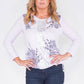 FLORAL STENCIL DESIGN TOP WITH FRONT SEQUIN DETAIL