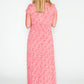 Pamela Scott printed maxi dress with button through front in red