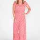 Pamela Scott printed maxi dress with button through front in red