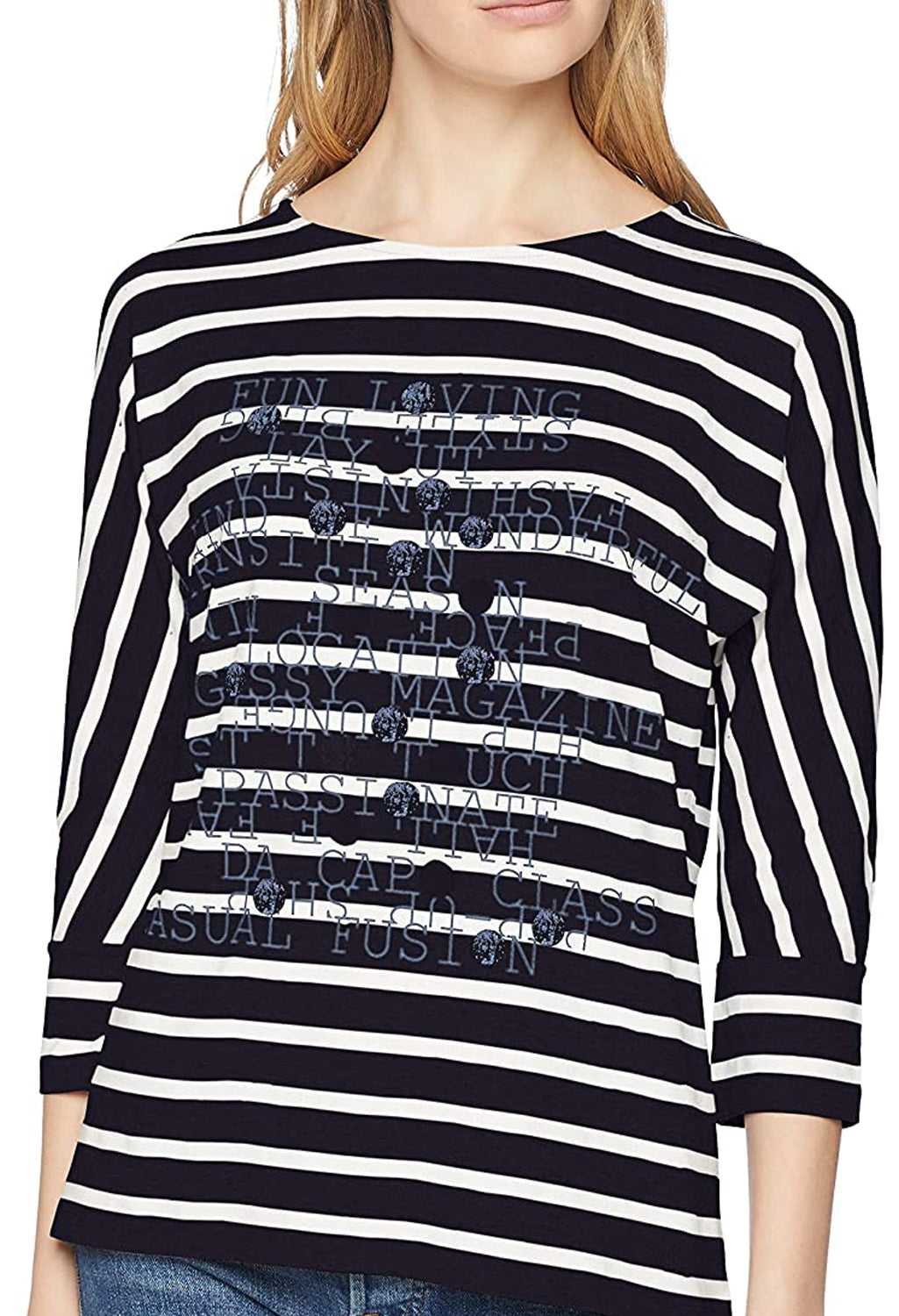 Gerry Weber navy stripe top with printed front