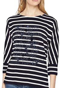 Gerry Weber navy stripe top with printed front