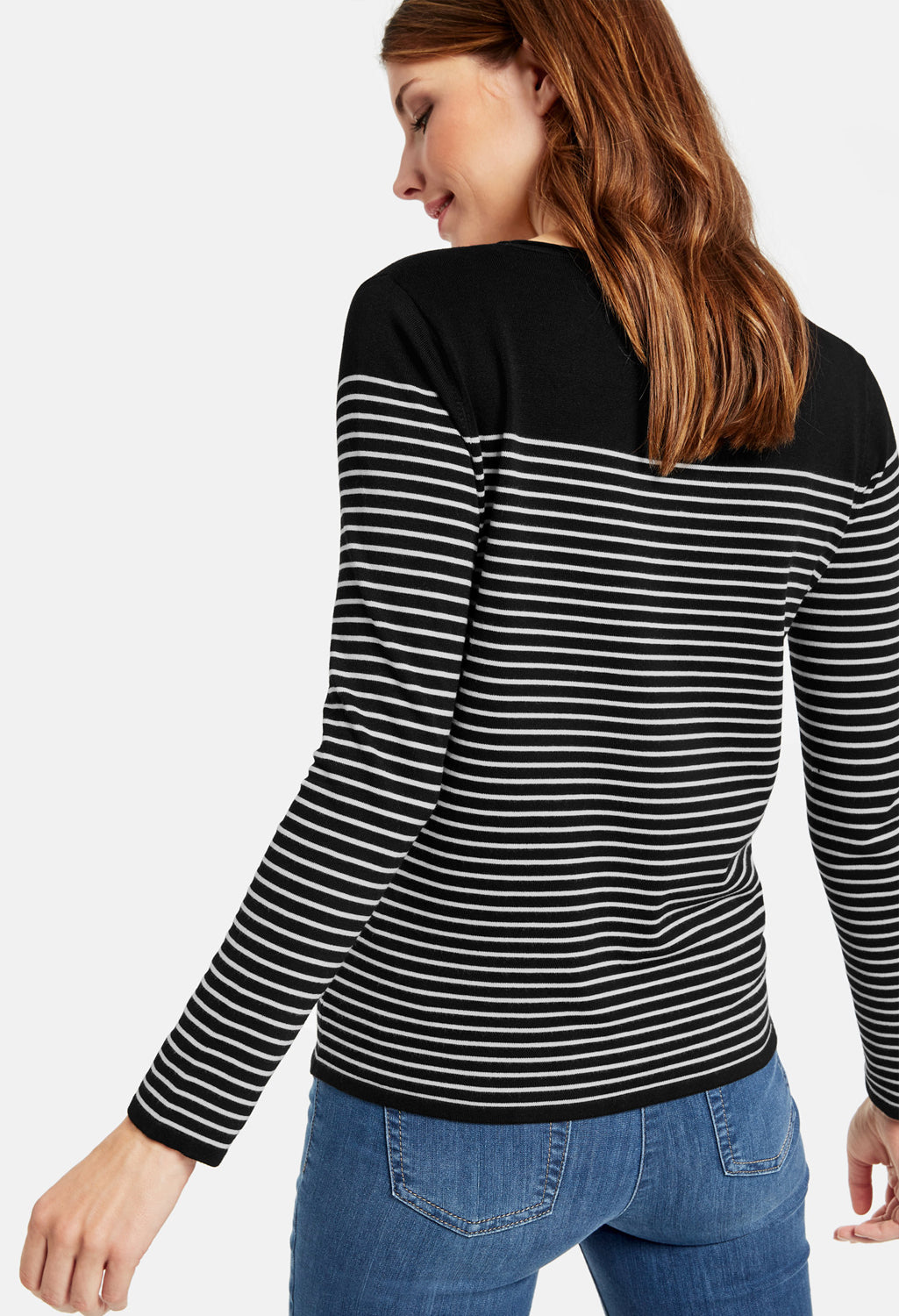 Gerry Weber striped jumper with diamante front in black