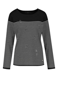 Gerry Weber striped jumper with diamante front in black