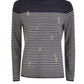 Gerry Weber striped jumper with diamante front in navy