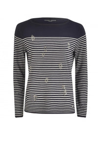 Gerry Weber striped jumper with diamante front in navy