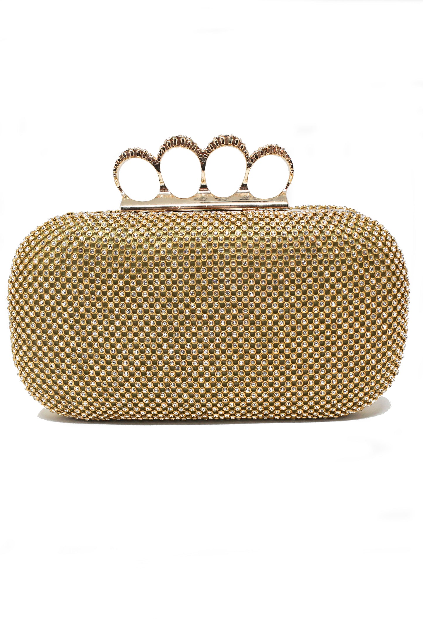 PAMELA SCOTT DIAMANTE CLUTCH BAG IN GOLD