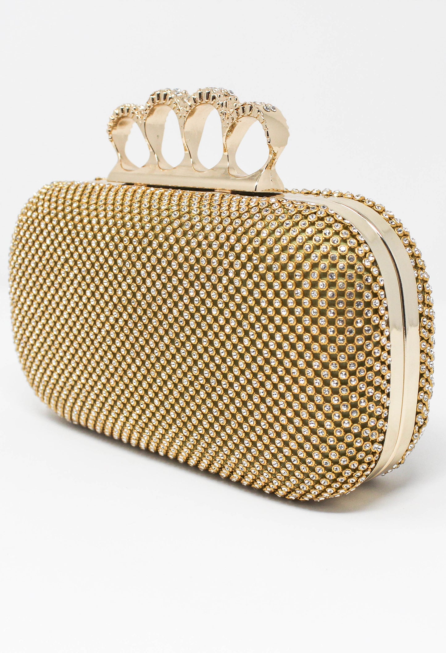 PAMELA SCOTT DIAMANTE CLUTCH BAG IN GOLD