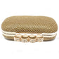 PAMELA SCOTT DIAMANTE CLUTCH BAG IN GOLD