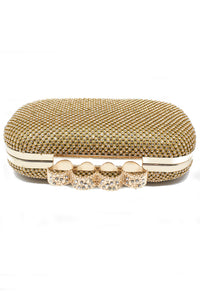 PAMELA SCOTT DIAMANTE CLUTCH BAG IN GOLD