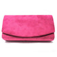 Pink Faux Suede Clutch Bag