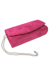 Pink Faux Suede Clutch Bag