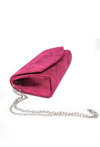 Pink Faux Suede Clutch Bag